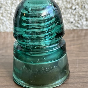 vintage Hemingray Glass Insulator - Aqua Green - pre 1970