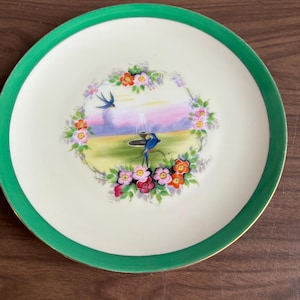 vintage noritake handgeschilderd vogelbord