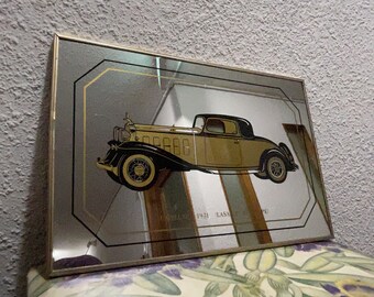 Ancien miroir Sérigraphié Cadillac - Décoration
