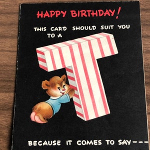 Vintage happy birthday card bear ( used )