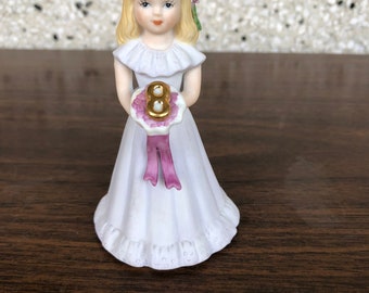 Vintage growing up 8 year old birthday girl figurine enesco