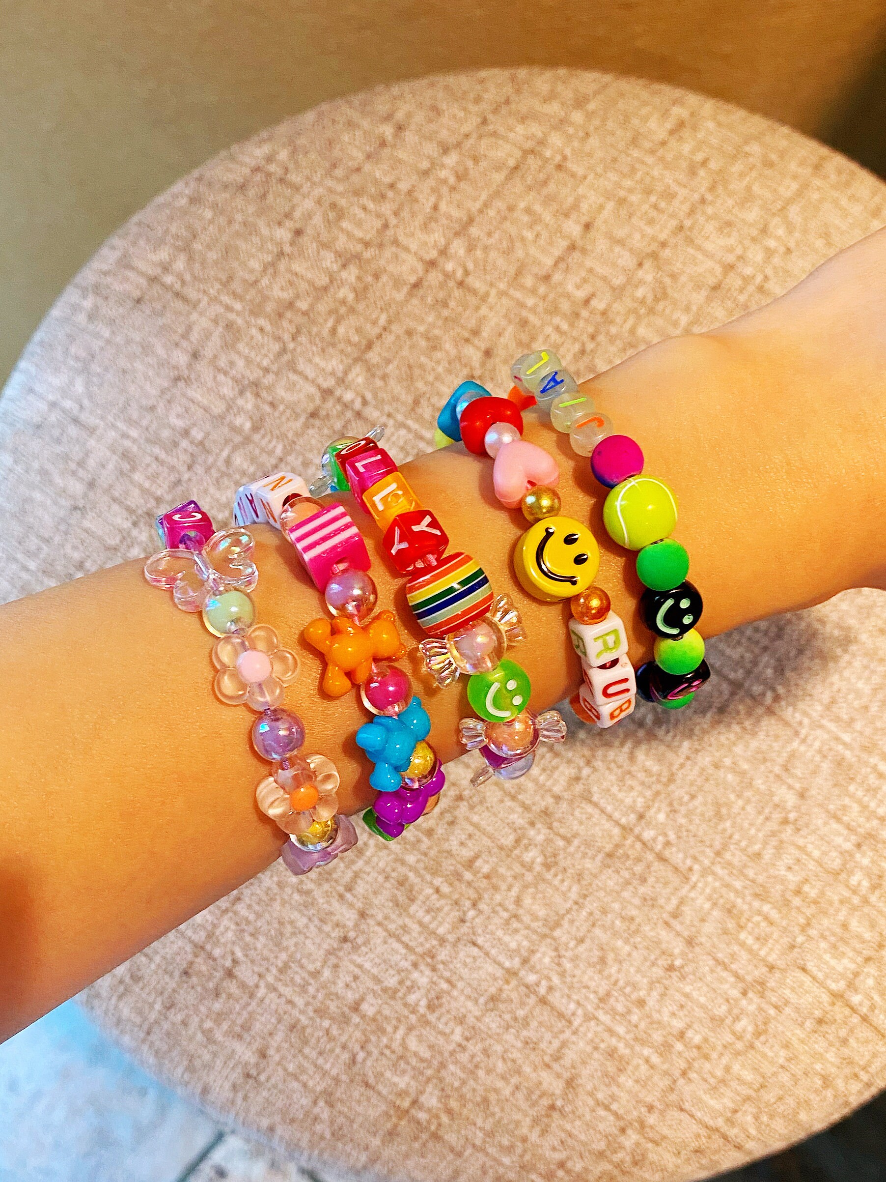 Customizable Fun Beaded Bracelet Name Bracelet Y2K Fun Etsy