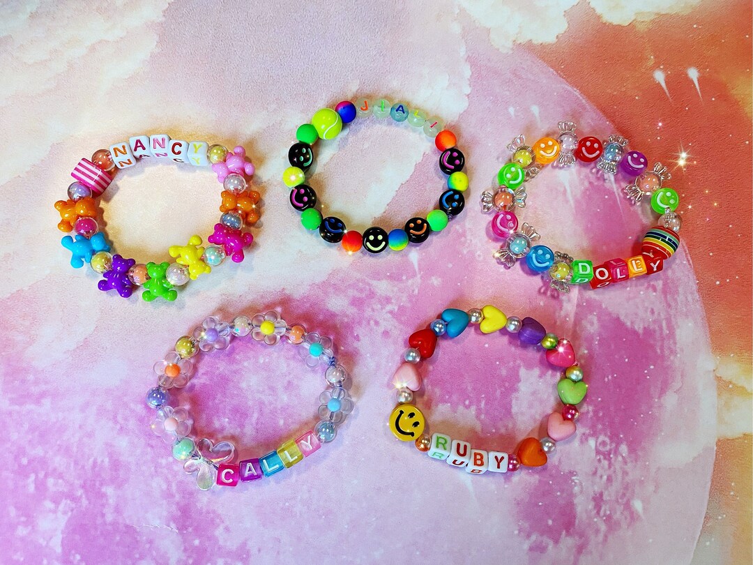 Customizable Fun Beaded Bracelet Name Bracelet Y2K Fun Etsy UK