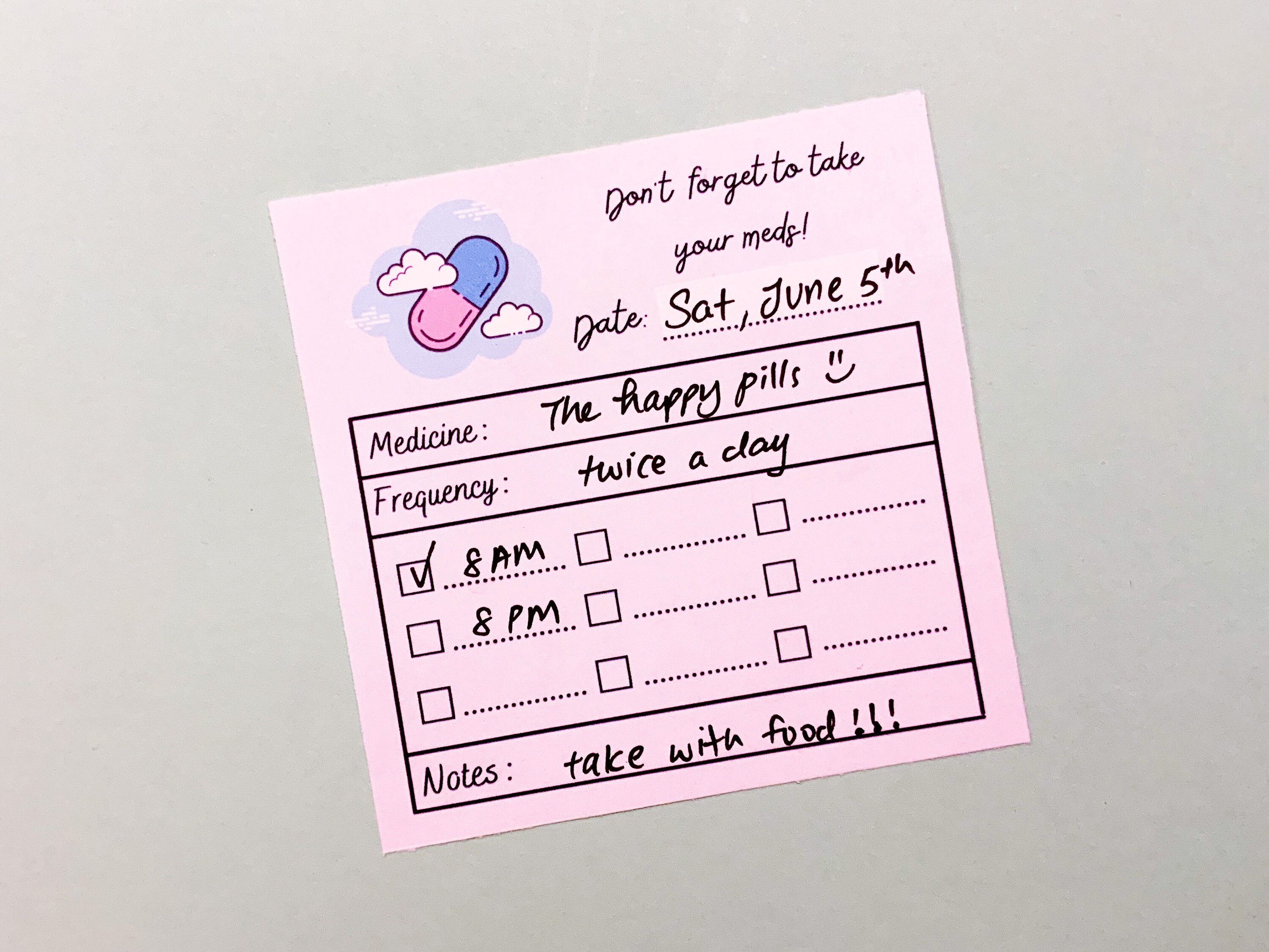 Medication Reminder Memo Pads, 4 Colors Etsy UK