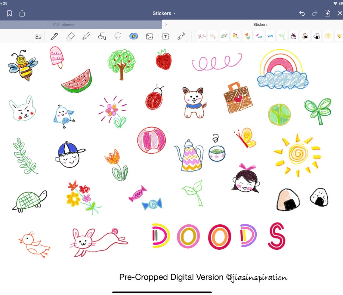 Doodles Digital Stickers Goodnotes/apple/ipad Etsy