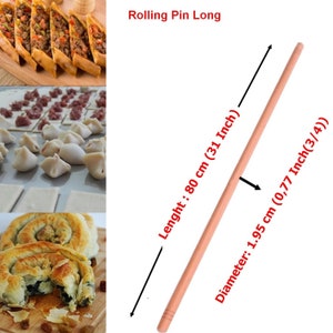 Thin Rolling Pin, Long 31 inch (80 cm), Turkish Oklava, Rolling Pin, hand dough rolling, Rolling Pin Long