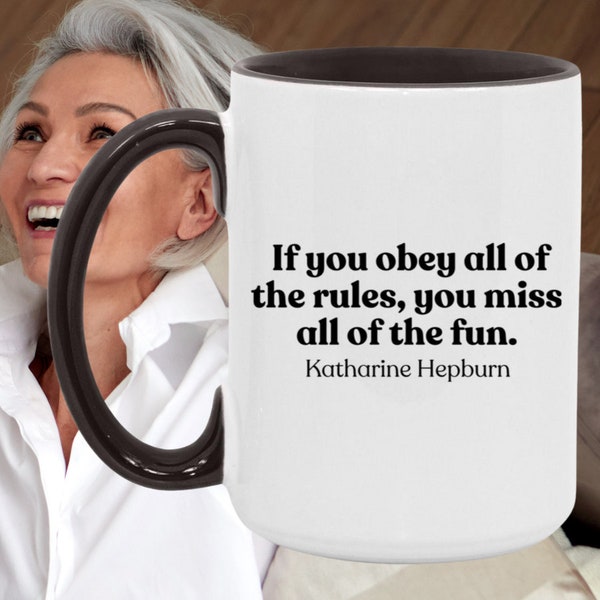 Katharine Hepburn Quote Accent Mug