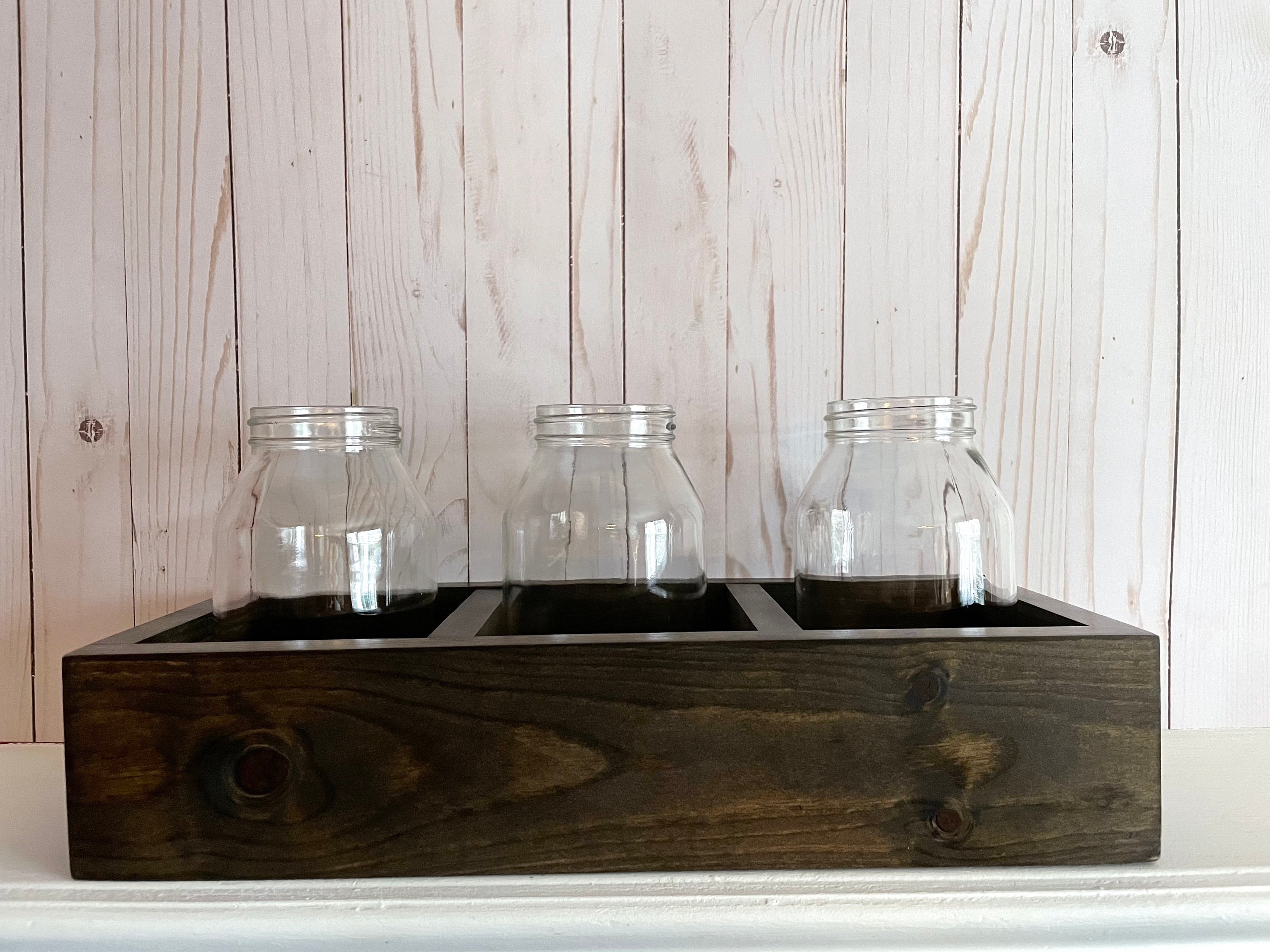 Pieza central de tarro de albañil de 3 cuartos caja de madera | Etsy