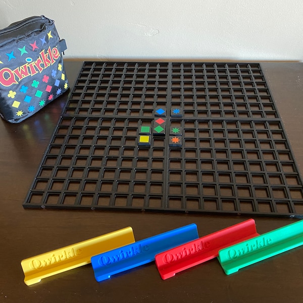 Qwirkle  -->TRAVEL Travel Travel <-- SMALL Size Magnetic Game GRIDS including Mini-Engraved Tile Holders