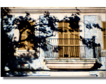 Photograph of shadows on the wall of a house, Valldemossa Majorca Spain travel, Large photo prints, Fine art photography prints, Soft focus