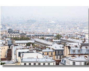 Photograph of Paris from Sacre Coer on a foggy day, Monmartre Paris, France Europe, Large photo prints, Fine art photography prints