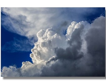 Photo of deep blue sky and stormy clouds after the strom, Fluffy clouds, Large photo prints, Fine art photography prints, Clouds photo