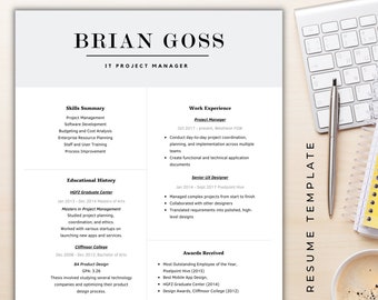 Resume Template - Professional/Creative Resume Template For Canva | CV Template | Modern, Minimal, Elegant Resume, Instant Download
