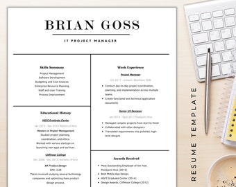 Resume Template - Professional/Creative Resume Template For Canva | CV Template | Modern, Minimal, Elegant Resume, Instant Download