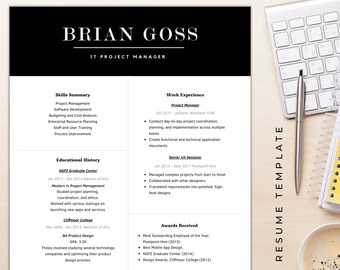 Resume Template - Professional/Creative Resume Template For Canva | CV Template | Modern, Minimal, Elegant Resume, Instant Download