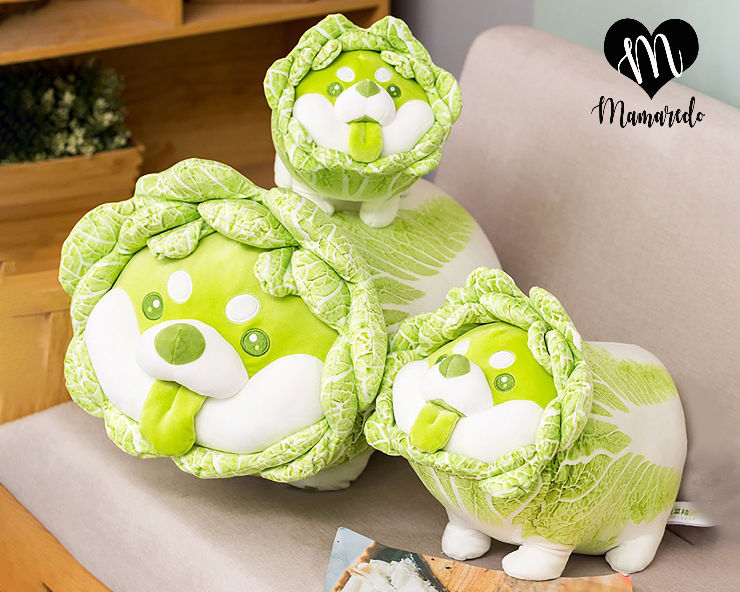 Cabbage Dog Plush Kawaii Plush Dog Plushie Funny Cabbage Etsy