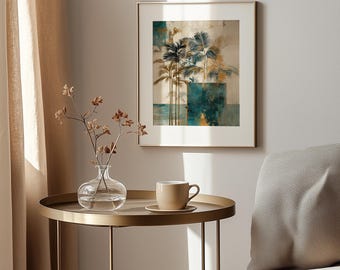 Tropical Palm Trees Art Print – Coastal Beach Scene (Digital Download)