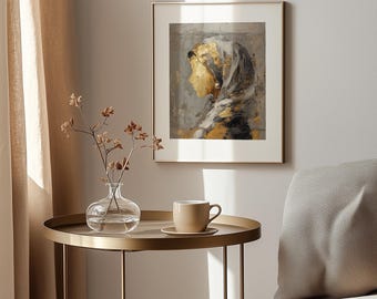 Vintage-Inspired Woman Portrait – Elegant Headscarf Art Print (Digital Download)