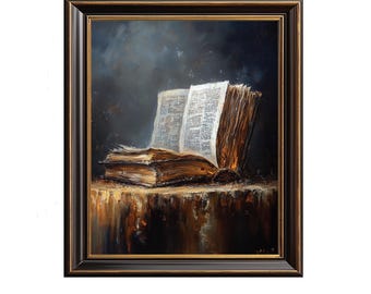 Rustic Antique Book Still-Life - Moody Vintage Literary Decor, Dark Academia Rustic Wall Art, Cozy Reading Nook Printable Digital 196