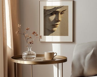 Moody Desert Sand Art, Textured Face, Minimalist Photographic Modern Art, Digital Printable Decor 95