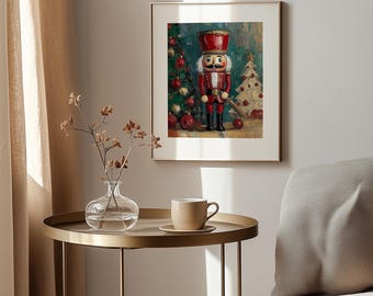 Nutcracker Christmas Art Print - Vintage Holiday Scene (Digital Download)