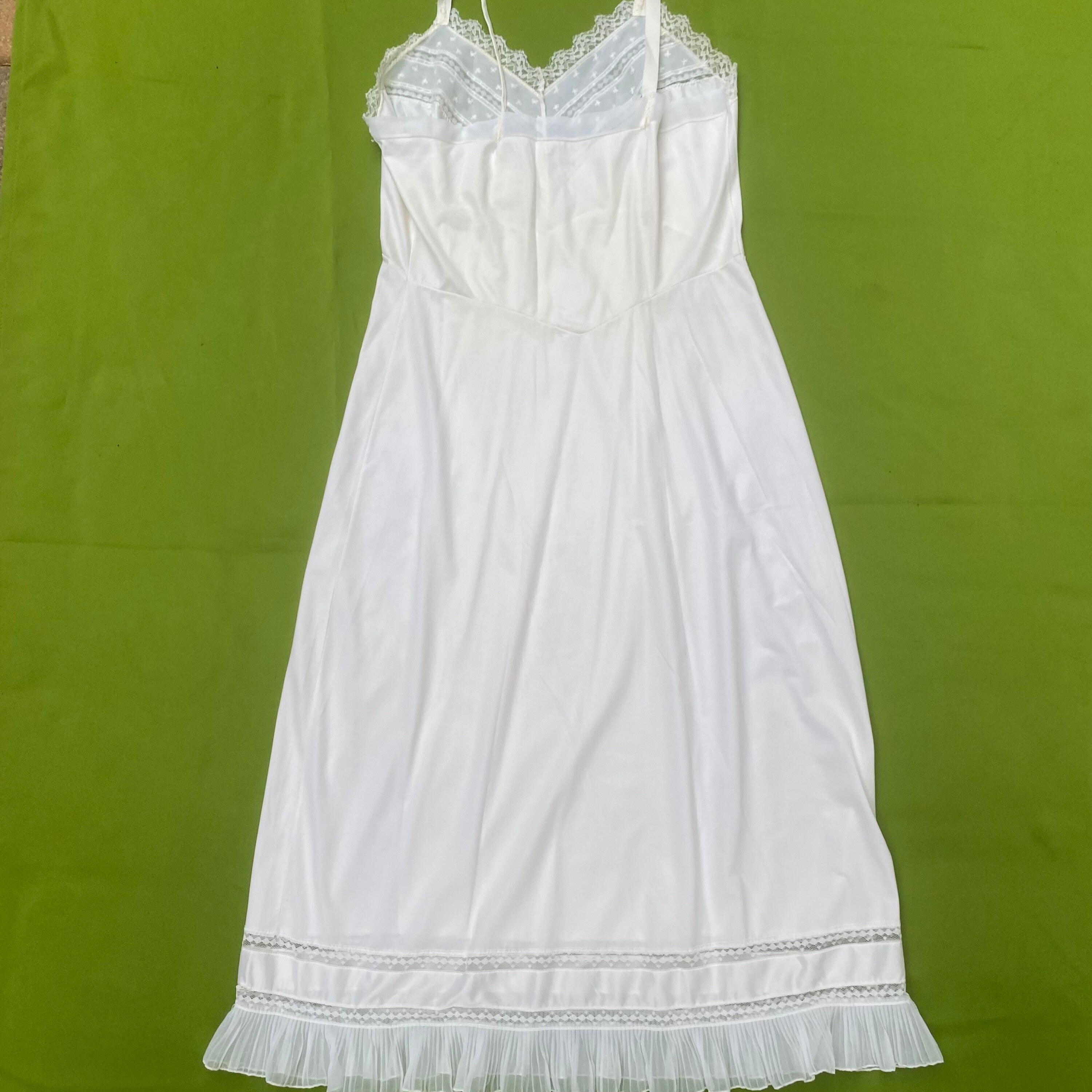 60s White Full Slip Dress Lingerie Nightgown Size 32 A Etsy