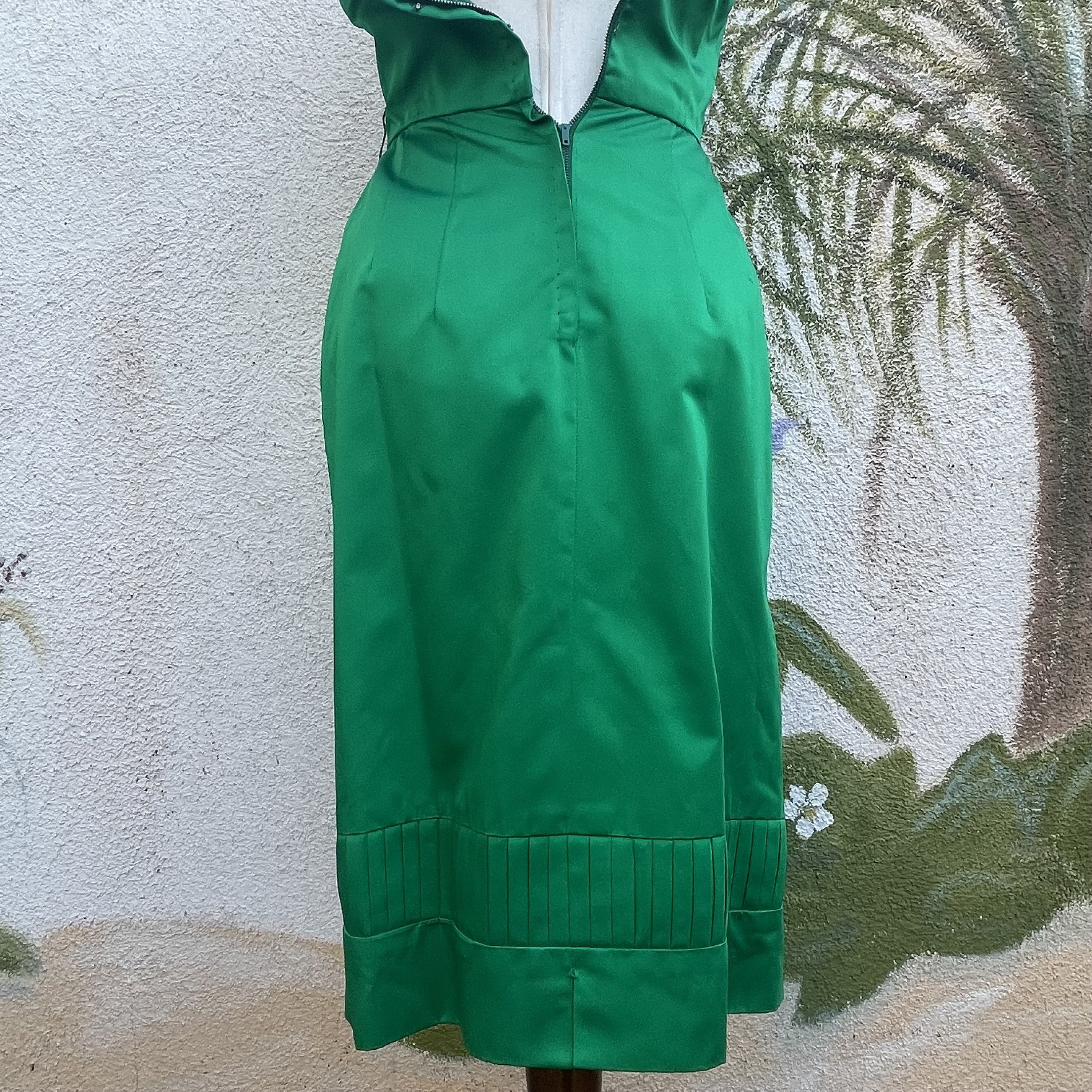 Vintage 50s Kelly Green Satin Dress, Size Extra Small - Etsy