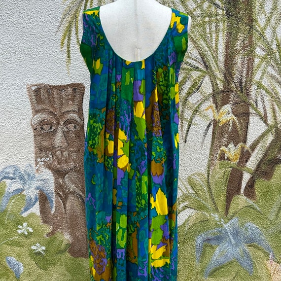 Vintage 60s Hawaiian Maxi Dress, Floral Aloha Lua… - image 9