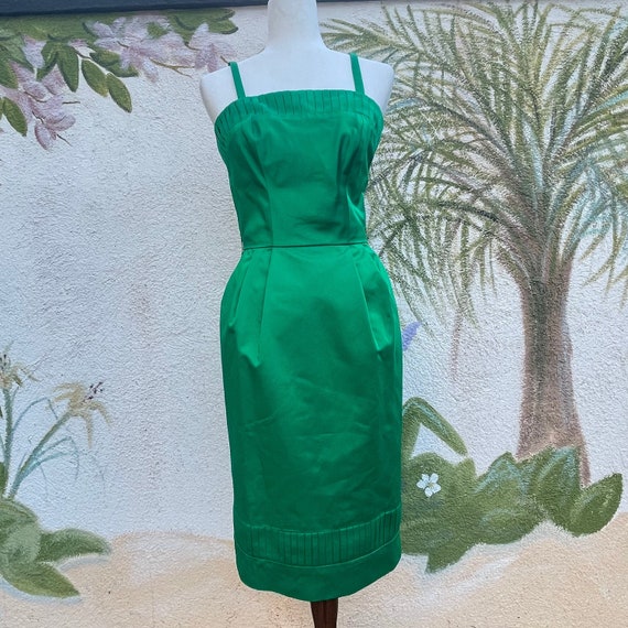 Vintage 50s Kelly Green Satin Dress, Size Extra Small - Etsy
