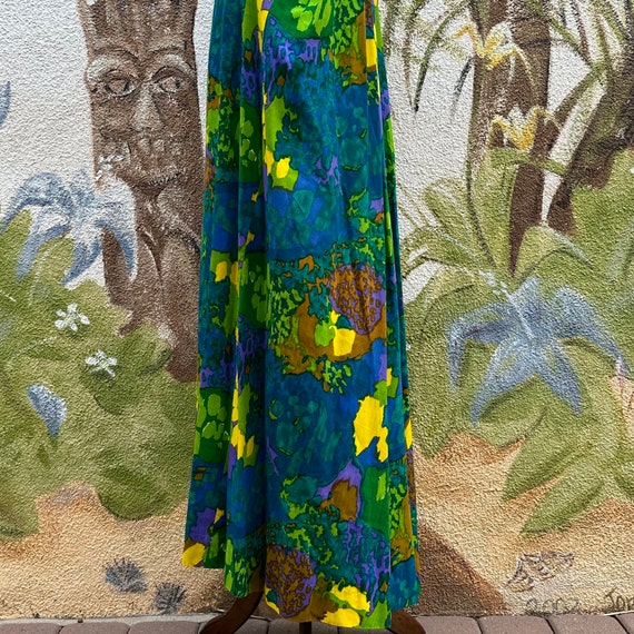 Vintage 60s Hawaiian Maxi Dress, Floral Aloha Lua… - image 5