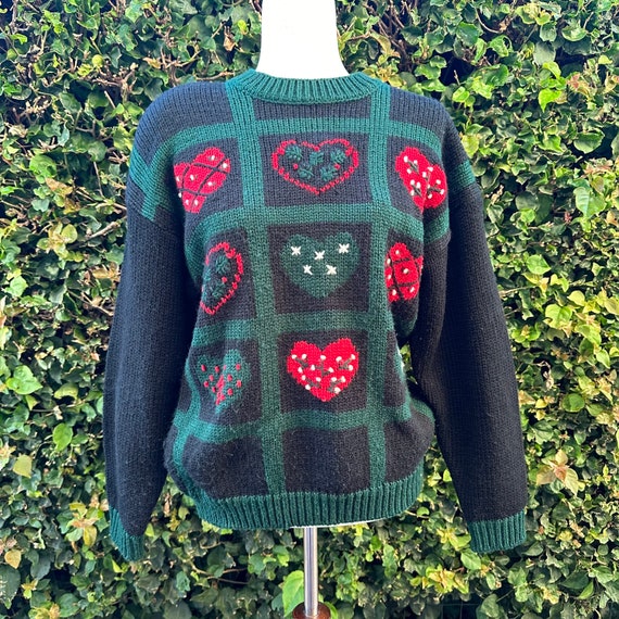 Vintage 80s Heart Crew Neck Sweater by Robinson’s… - image 1