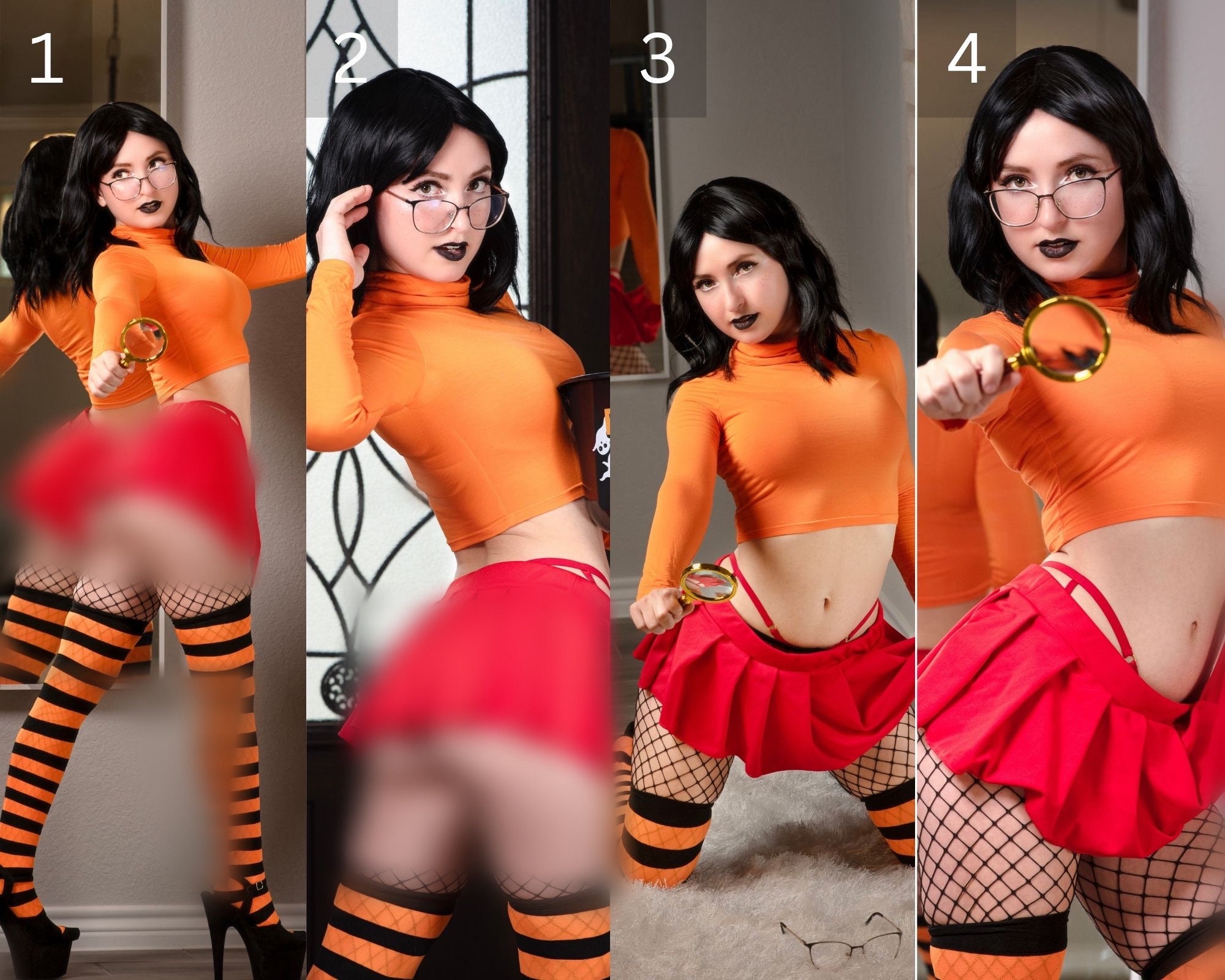 Sexy adult Velma scooby doo mini skirt costume