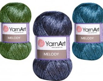 Yarnart Melody - fil scintillant, pull en tricot multicolore arc-en-ciel, écharpe au crochet châle fil métallique, paillettes, acrylique, fil fantaisie