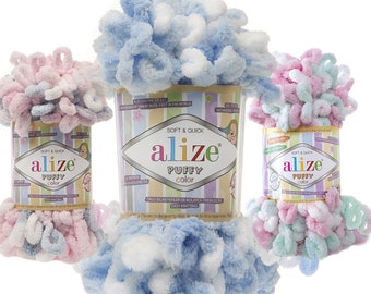 Alize Puffy Color Blanket Yarn: Soft Micropolyester Chunky Loop Yarn