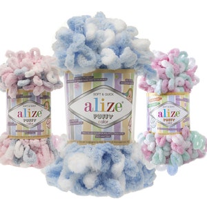 Alize Puffy Color- Novelty baby yarn Loop yarn chunky yarn soft and warm Blanket Yarn Soft Baby Yarn Looped and finger knitting
