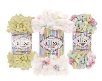 Alize Puffy Color  Blanket Yarn: Soft Micropolyester Chunky Loop Yarn