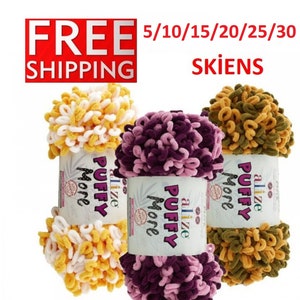Alize Puffy More GRATIS SHPPİNG 6/12/18/24/30 SKEİNS Handbreien Gemakkelijk vingersuèdetextuur babydeken geruite garen geen haak geen naald