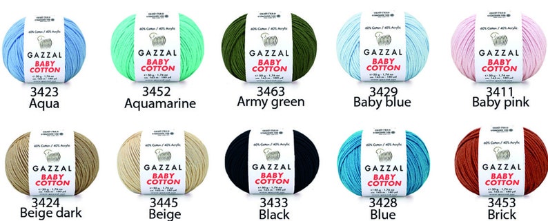 Gazzal Baby Cotton Yarn 50gr/165meters Amigurumi Cotton Yarn Soft Cotton Acrylic Blend Yarn Summer Yarn for Clothing image 2