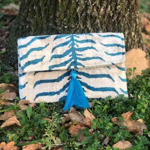 Ikat Clutch Bag: Bohemian Evening Bag with Tassel