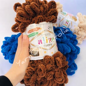 Alize Puffy Hand Knitting Yarn chunky yarn Hand Knitting Easy Finger Suede Texture Baby Kids Blanket  Plaid Yarn No Hook No Needle