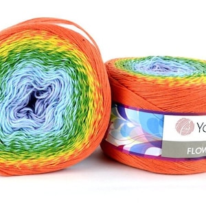 Yarnart Flowers - 250 grams,1000 mt,8.82 oz,1093 yards,Grade Yarn Gradient Cotton, Yarn Cakes, Batic Yarn, cake yarn, yarn dress