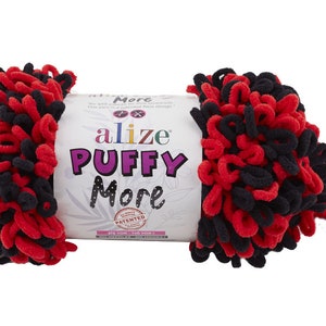 Alize Puffy More Tricotage à la main Fil épais facile à tricoter au doigt Texture suédée Fil pour bébés Fils pour couvertures Fils à carreaux Sans crochet sans aiguille image 1