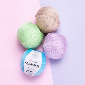 Yarnart Summer,Shawl Yarn,Glittery Crochet Yarn,Summer Yarn,70% Cotton - 30 Viscose