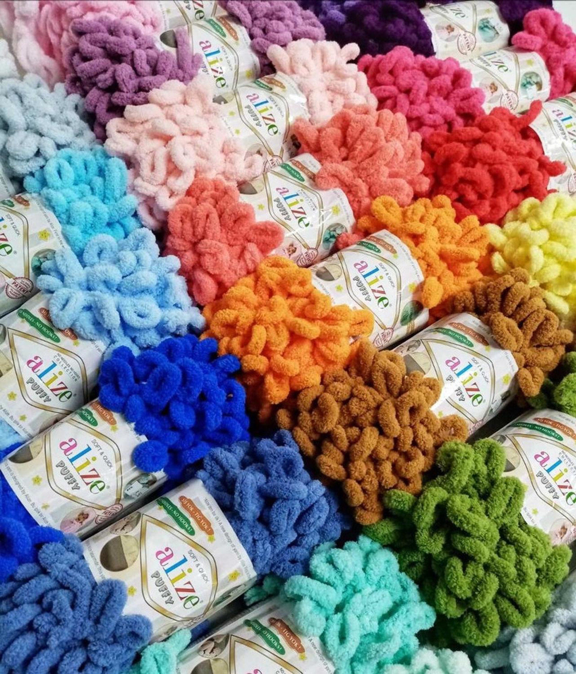 Alize Puffy Hand Knitting Yarn Chunky Yarn Hand Knitting Easy Finger Suede Texture Baby Kids Blanket Plaid Yarn No Hook No Needle Etsy