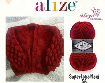 Alize Superlana Maxi - wool yarn, winter yarn Super bulky yarn, wool blend yarn, heavy. warm, winter spring yarn, very bulky yarn,