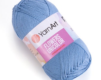 YarnArt Flowers Unicolor - Summer Yarn, Blanket Yarn, Baby Yarn, Amigurumi Yarn, Knitting Yarn,  55% Cotton, 1.76 Oz, 218.72 Yds