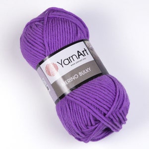 YarnArt Merino Bulky - Bulky Yarn, Cardigan Yarn, Sweater Yarn, Knitting Yarn, 25% Wool Yarn, Acrylic Yarn, Chunky Yarn, 3.52 Oz, 109 Yds