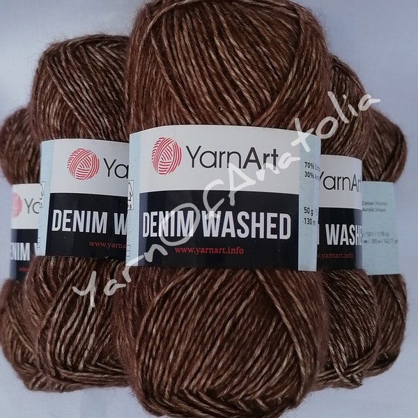 Yarnart Denim Washed Soft Yarn Hypoallergenic yarn Summer yarn Hand knit yarn Color choice Cotton-Acrylic yarn Baby Yarn,1.76 Oz,142.17 Yds