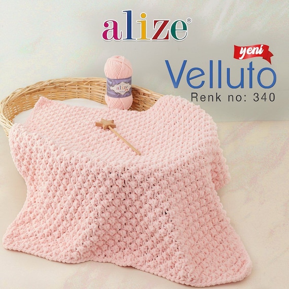 Alize Velluto Babygarn - 3 Knäuel, 225 M, 100% Micropolyester, Super Bulky, Farbe Minze