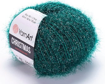 YarnArt Christmas  Metallic Yarn, Sparkle Yarn, Shiny Yarn, Eyelash Yarn, 100% Polyamide, Fantasy, Sparkly, Knitting Yarn, 1.76 Oz, 155 Yds